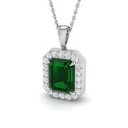 Octagon Emerald Halo Pendant in in 10K/14K gold and platinum with certified lab-grown or natural diamonds