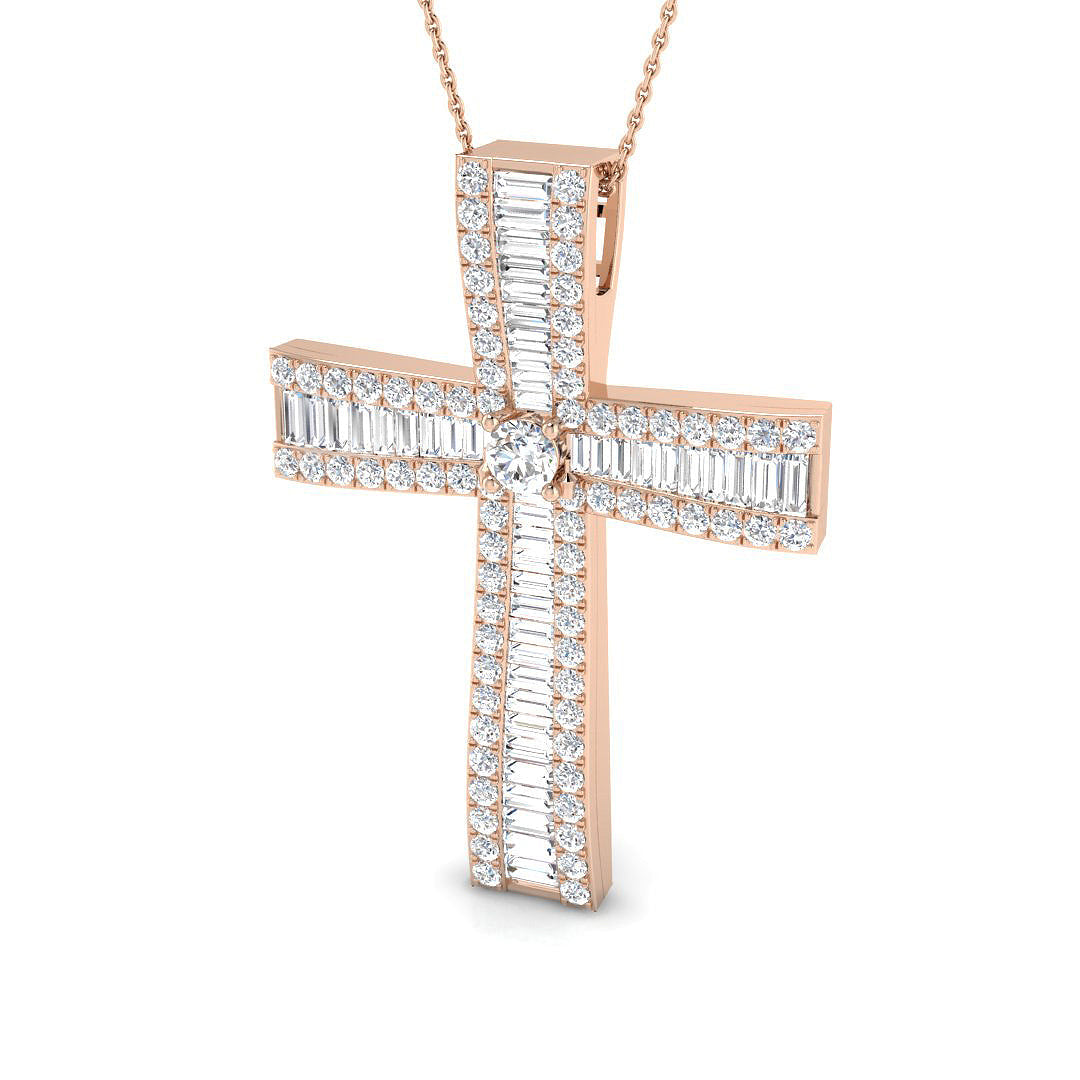 4.00Ct Diamond Cross Pendant in , , or in 10K/14K gold and platinum with certified lab-grown or natural diamonds