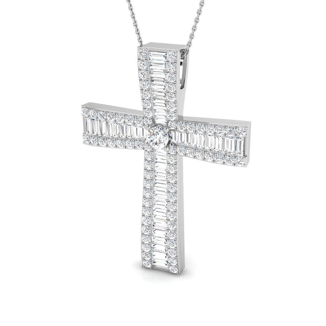 4.00Ct Diamond Cross Pendant in , , or in 10K/14K gold and platinum with certified lab-grown or natural diamonds