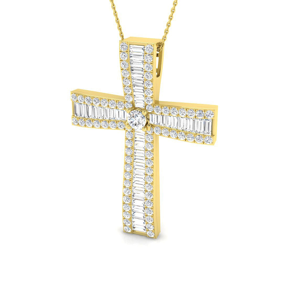 4.00Ct Diamond Cross Pendant in , , or in 10K/14K gold and platinum with certified lab-grown or natural diamonds