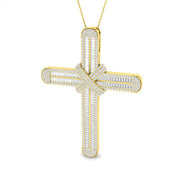 7.00Ct Diamond Cross Pendant with Silver Chain in Gold or in 10K/14K gold and platinum with certified lab-grown or natural diamonds