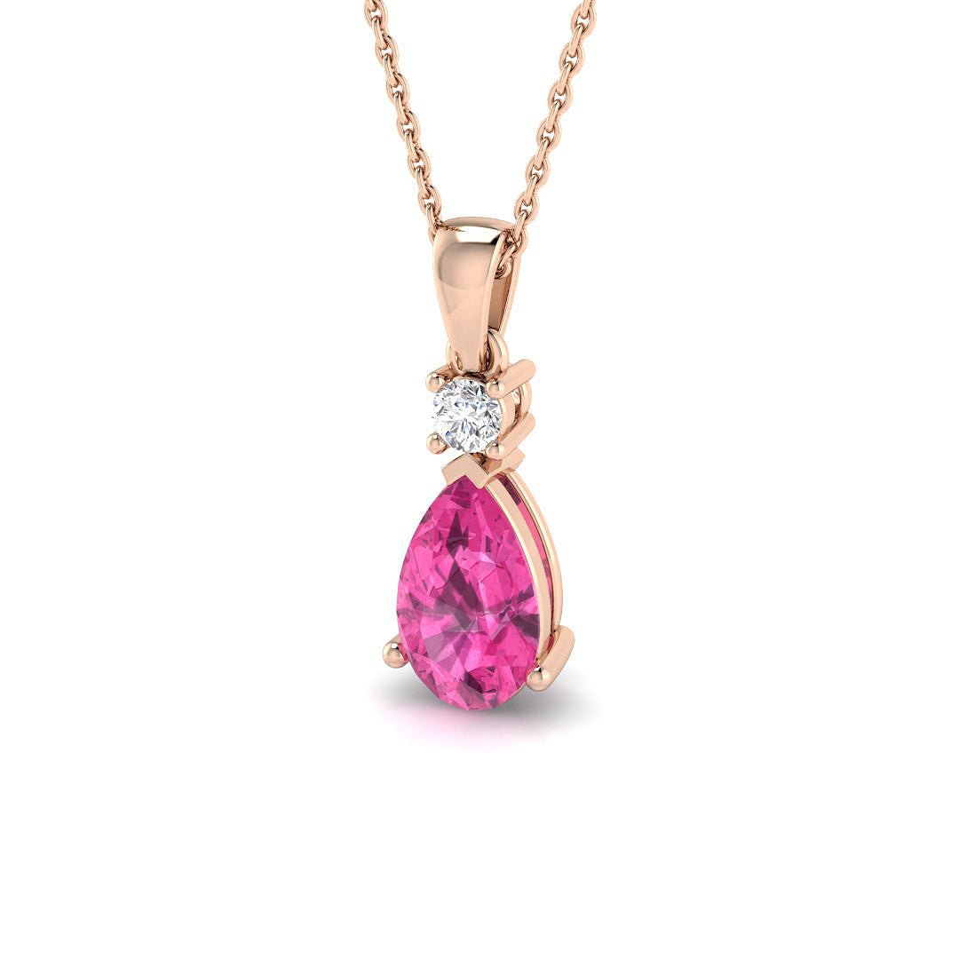 Marquise Pink Sapphire Pendant Diamond Drop Necklace (Without Chain ) in 10K/14K gold and platinum with certified lab-grown or natural diamonds