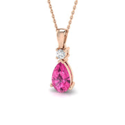 Marquise Pink Sapphire Pendant Diamond Drop Necklace (Without Chain ) in 10K/14K gold and platinum with certified lab-grown or natural diamonds