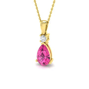 Marquise Pink Sapphire Pendant Diamond Drop Necklace (Without Chain ) in 10K/14K gold and platinum with certified lab-grown or natural diamonds
