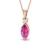 Marquise Pink Sapphire Pendant 3ct Gold (Without Chain ) in 10K/14K gold and platinum with certified lab-grown or natural diamonds