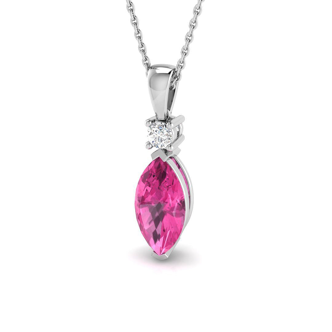 Marquise Pink Sapphire Pendant 3ct Gold (Without Chain ) in 10K/14K gold and platinum with certified lab-grown or natural diamonds