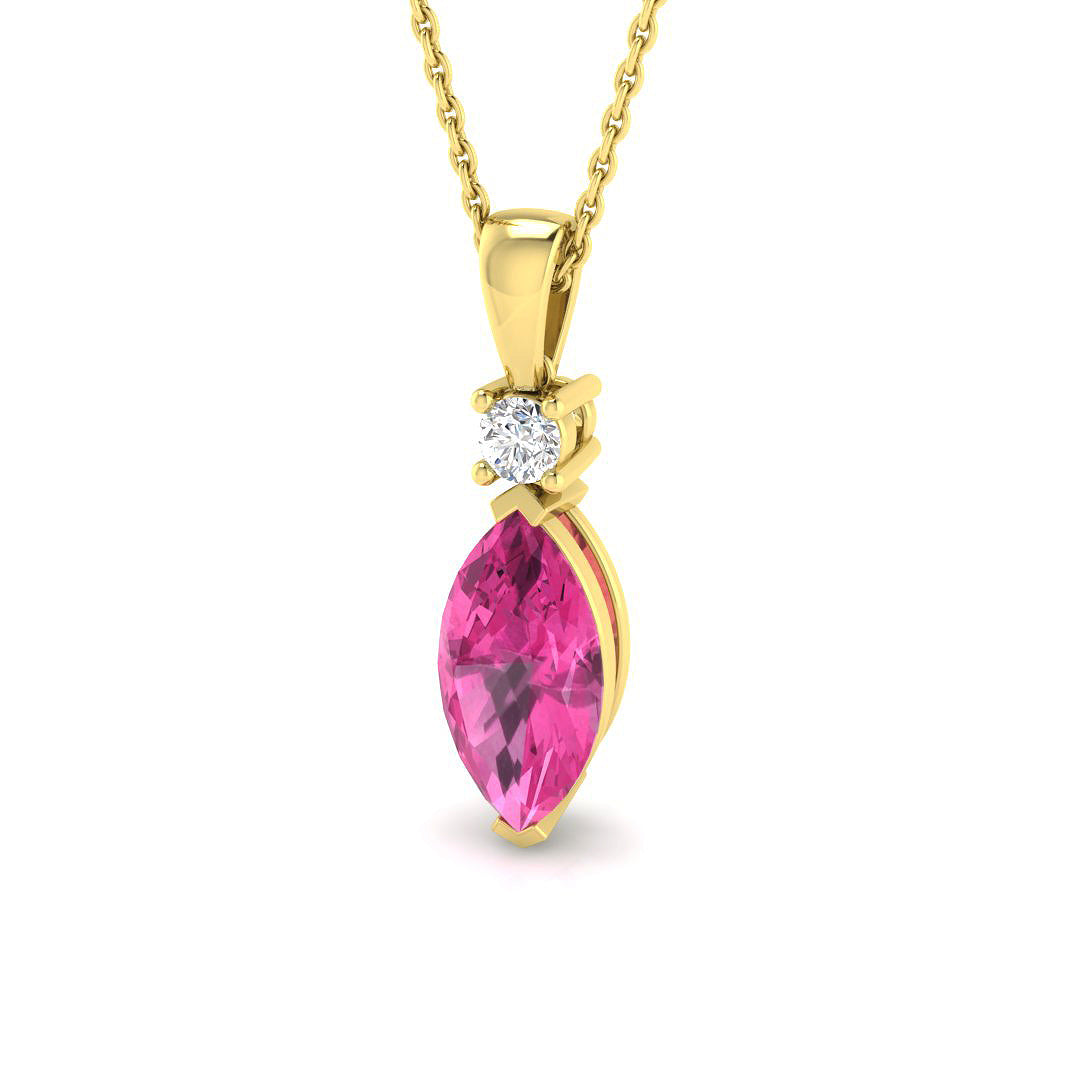 Marquise Pink Sapphire Pendant 3ct Gold (Without Chain ) in 10K/14K gold and platinum with certified lab-grown or natural diamonds