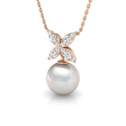 Diamond Pearl Pendant 4.5ct in 10K/14K gold and platinum with certified lab-grown or natural diamonds