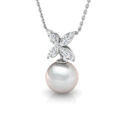 Diamond Pearl Pendant 4.5ct in 10K/14K gold and platinum with certified lab-grown or natural diamonds