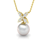Diamond Pearl Pendant 4.5ct in 10K/14K gold and platinum with certified lab-grown or natural diamonds