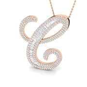 Paved Initial Diamond Pendant in 10K/14K gold and platinum with certified lab-grown or natural diamonds