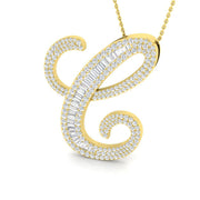 Paved Initial Diamond Pendant in 10K/14K gold and platinum with certified lab-grown or natural diamonds
