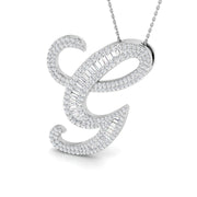 Diamond Initial Pendant with Baguette and Round Diamonds in 10K/14K gold and platinum with certified lab-grown or natural diamonds