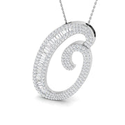 Diamond Initial Pendant with Baguette and Round Diamonds in 10K/14K gold and platinum with certified lab-grown or natural diamonds