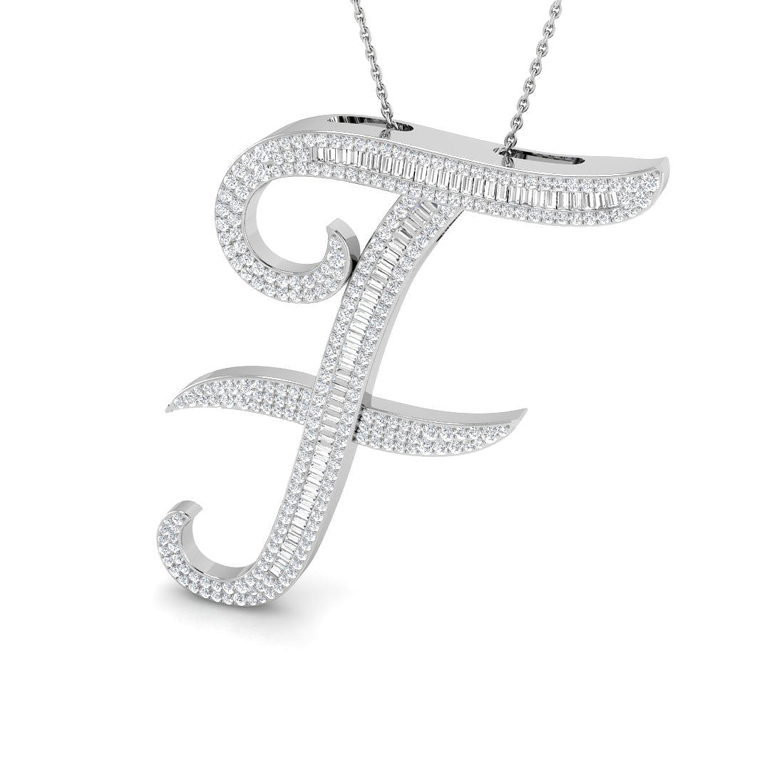 Paved Initial Diamond Pendant Necklace in 10K/14K gold and platinum with certified lab-grown or natural diamonds