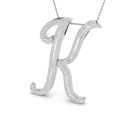 Paved Initial Diamond Pendant Necklace in 10K/14K gold and platinum with certified lab-grown or natural diamonds