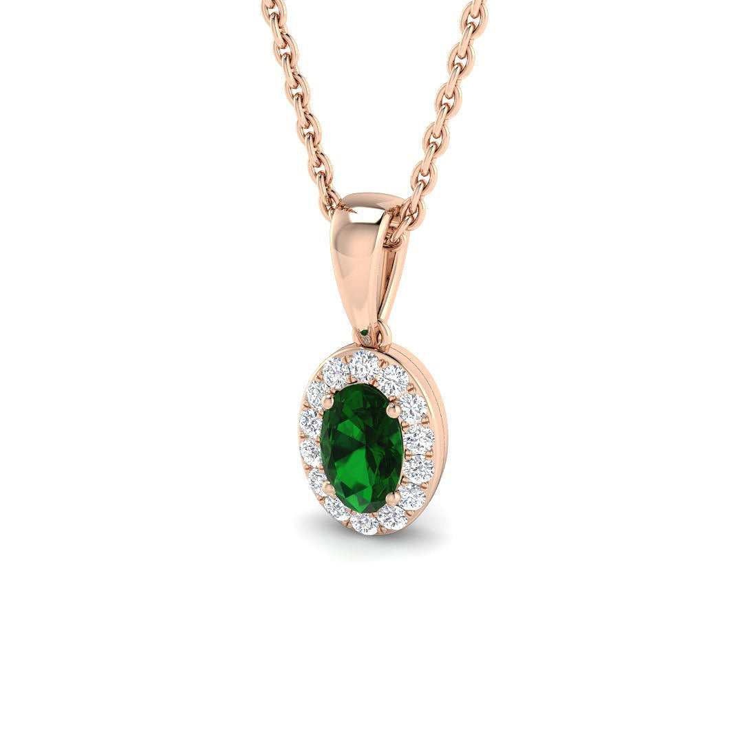 Emerald Diamond Pendant UK in 10K/14K gold and platinum with certified lab-grown or natural diamonds