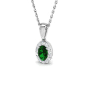 Emerald Diamond Pendant UK in 10K/14K gold and platinum with certified lab-grown or natural diamonds