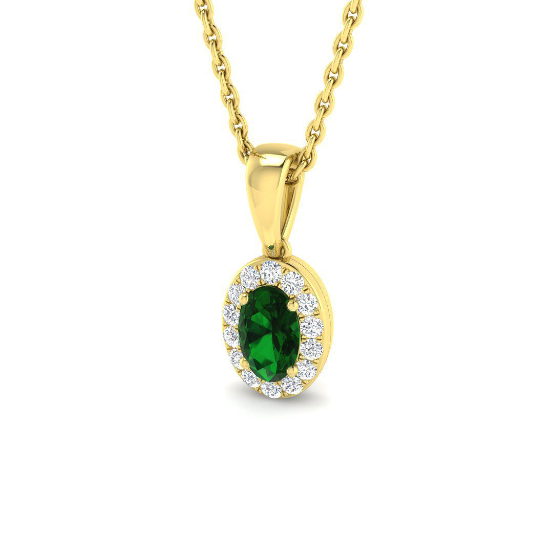 Emerald Diamond Pendant UK in 10K/14K gold and platinum with certified lab-grown or natural diamonds