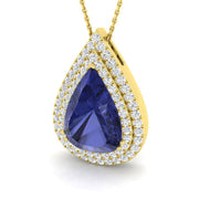 Luxury Tanzanite Teardrop Pendant in 10K/14K gold and platinum with certified lab-grown or natural diamonds
