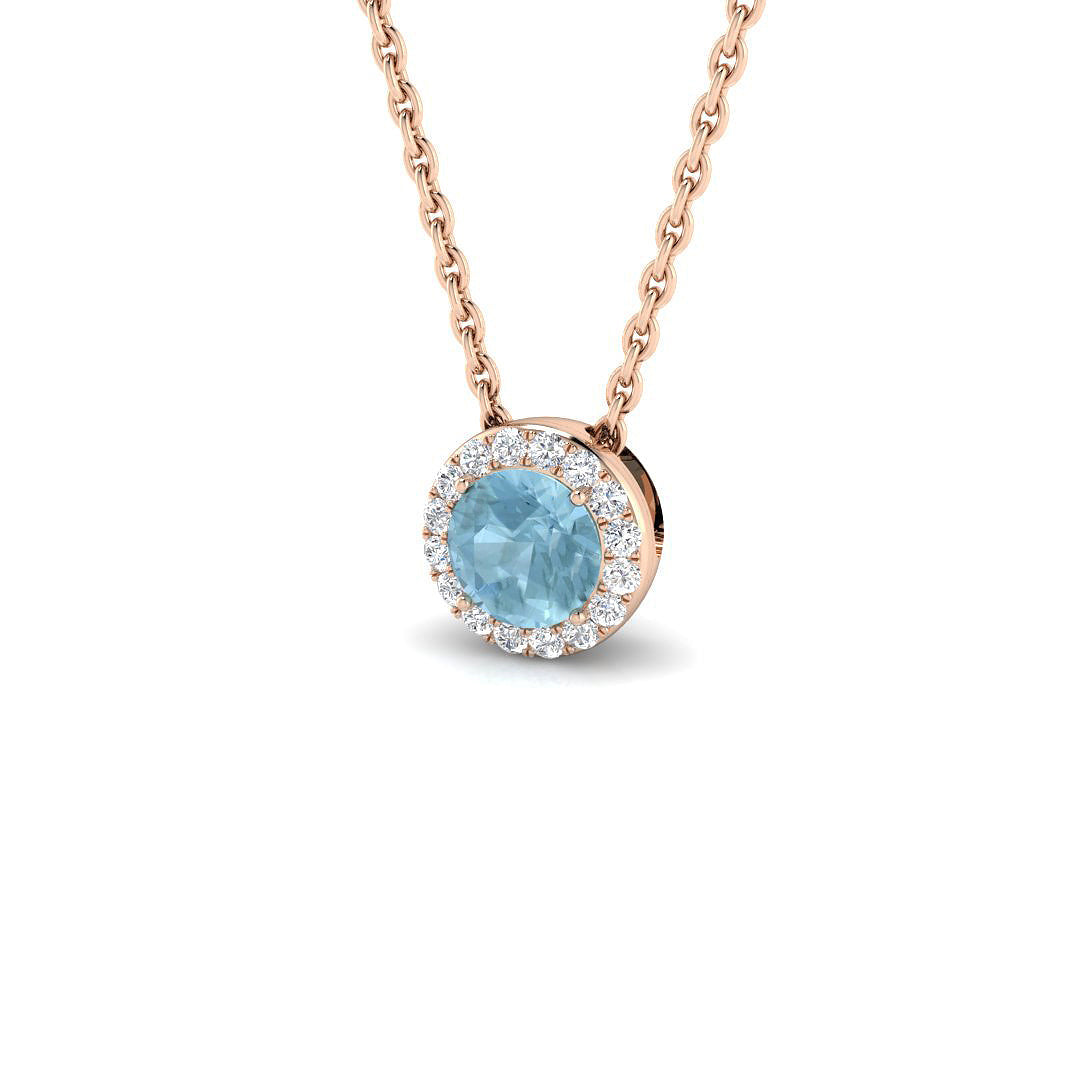 Aquamarine Diamond Pendant 0.3 in 10K/14K gold and platinum with certified lab-grown or natural diamonds