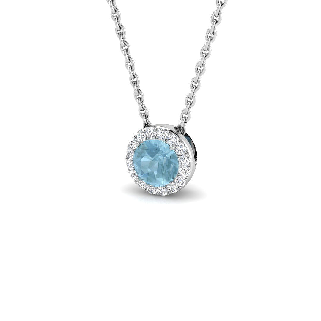 Aquamarine Diamond Pendant 0.3 in 10K/14K gold and platinum with certified lab-grown or natural diamonds