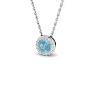 Aquamarine Diamond Pendant 0.3 in 10K/14K gold and platinum with certified lab-grown or natural diamonds