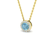 Aquamarine Diamond Pendant 0.3 in 10K/14K gold and platinum with certified lab-grown or natural diamonds