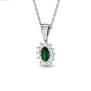 Oval Emerald Diamond Cluster Pendant Necklace in Gold - Without Chain in 10K/14K gold and platinum with certified lab-grown or natural diamonds