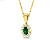 Oval Emerald Diamond Cluster Pendant Necklace in Gold - Without Chain in 10K/14K gold and platinum with certified lab-grown or natural diamonds