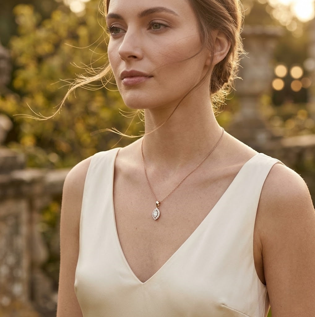 Halo Round Diamond Pendant 0.33ct to 0.75ct Gold(Without Chain ) in 10K/14K gold and platinum with certified lab-grown or natural diamonds