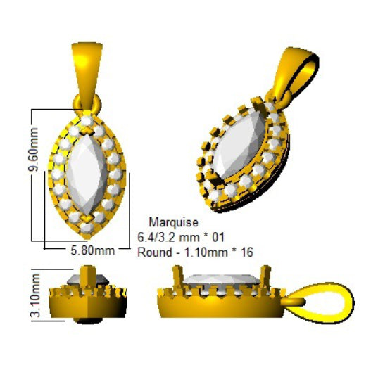 Halo Round Diamond Pendant 0.33ct to 0.75ct Gold(Without Chain ) in 10K/14K gold and platinum with certified lab-grown or natural diamonds