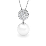 Round Pearl Diamond Drop Pendant in Gold Without Chain - UK Hallmarked in 10K/14K gold and platinum with certified lab-grown or natural diamonds