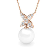 Diamond Pearl Pendant 4.5ct in 10K/14K gold and platinum with certified lab-grown or natural diamonds