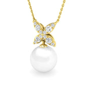 Diamond Pearl Pendant 4.5ct in 10K/14K gold and platinum with certified lab-grown or natural diamonds