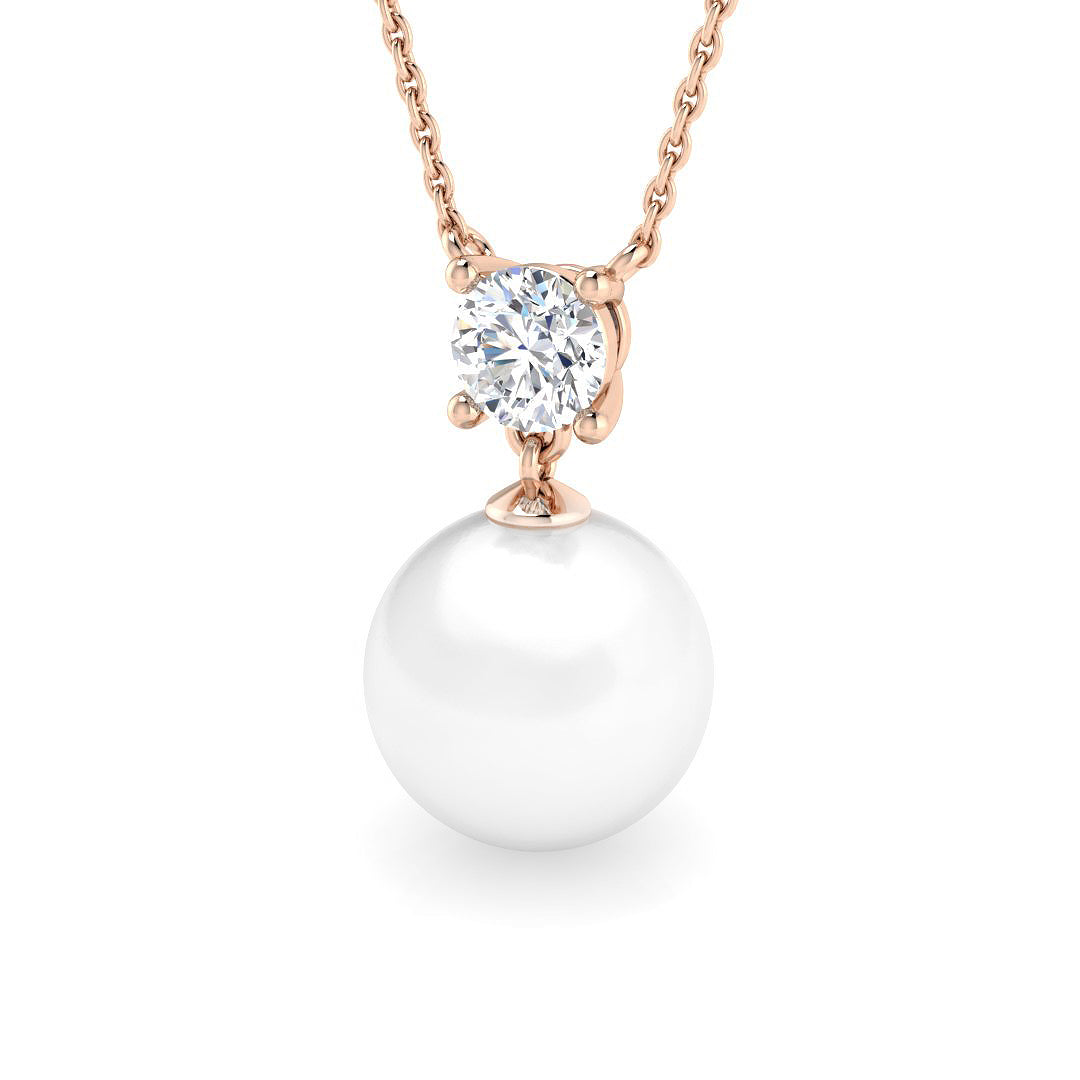 Gemstone Pearl Necklace 2.5ct to 6.5ct Gold in 10K/14K gold and platinum with certified lab-grown or natural diamonds