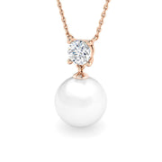 Gemstone Pearl Necklace 2.5ct to 6.5ct Gold in 10K/14K gold and platinum with certified lab-grown or natural diamonds