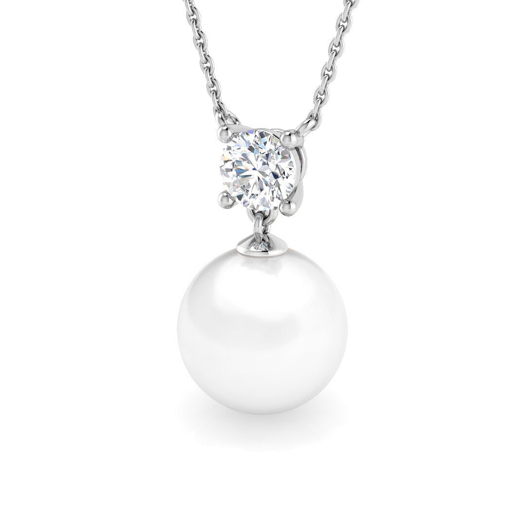Gemstone Pearl Necklace 2.5ct to 6.5ct Gold in 10K/14K gold and platinum with certified lab-grown or natural diamonds
