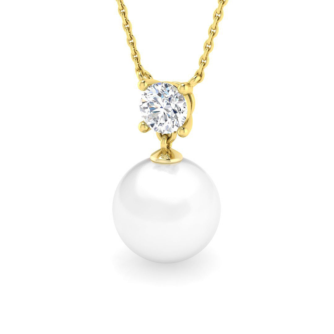 Gemstone Pearl Necklace 2.5ct to 6.5ct Gold in 10K/14K gold and platinum with certified lab-grown or natural diamonds