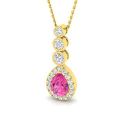 Pink Sapphire Pendant 1.75ct Gold Necklace (Without Chain) in 10K/14K gold and platinum with certified lab-grown or natural diamonds