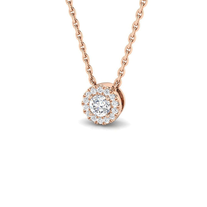 Diamond Halo Pendant Maggie Round 0.1ct to 0.75ct Gold (Without Chain ) | 10K & 14K Gold, Platinum