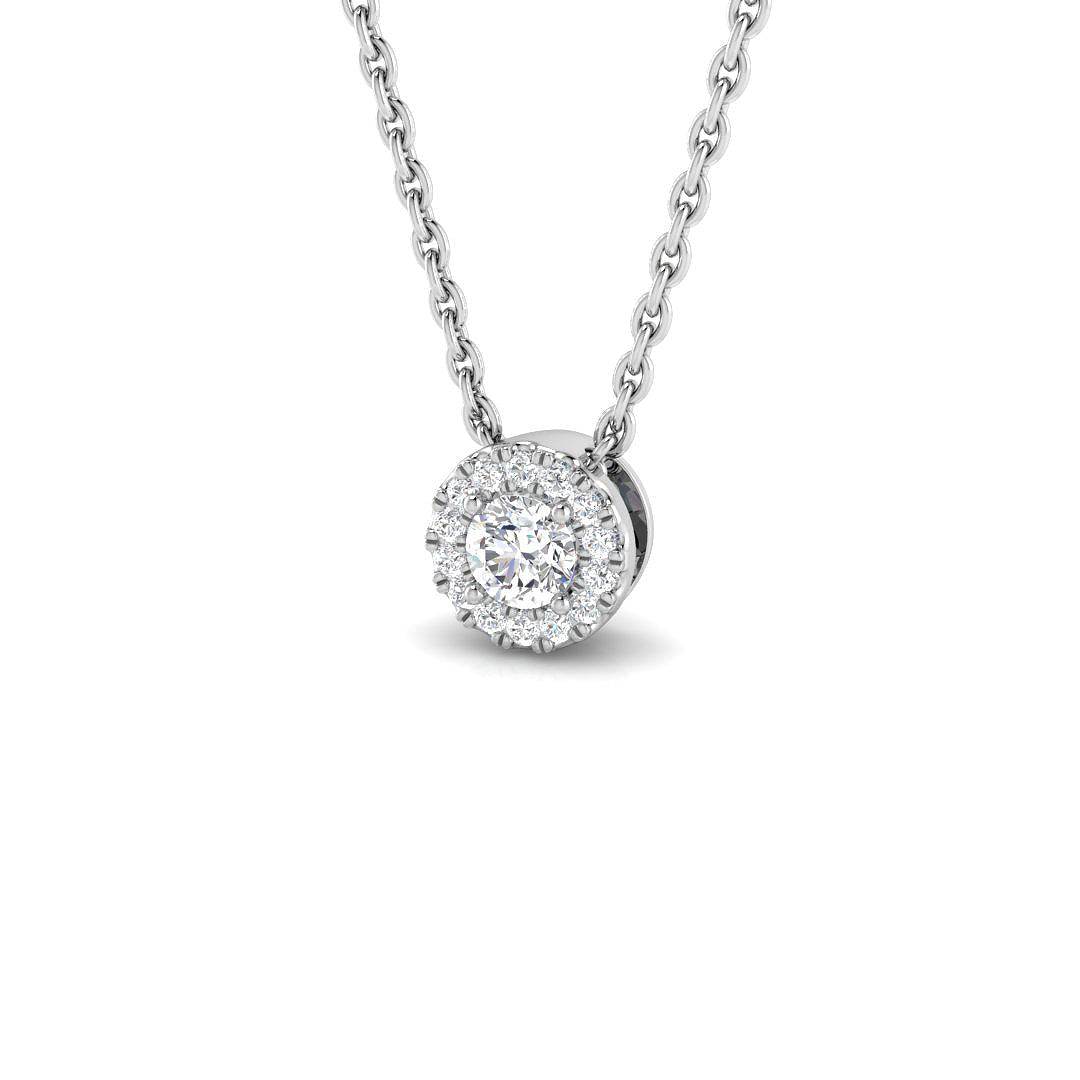 Maggie Round Diamond Halo Pendant 0.1ct to 0.75ct Gold (Without Chain ) in 10K/14K gold and platinum with certified lab-grown or natural diamonds