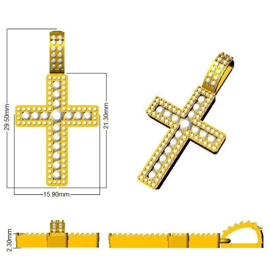 Round Pave Diamond Cross Necklace in Gold or Platinum - UK Made in 10K/14K gold and platinum with certified lab-grown or natural diamonds