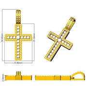 Round Pave Diamond Cross Necklace in Gold or Platinum - UK Made in 10K/14K gold and platinum with certified lab-grown or natural diamonds