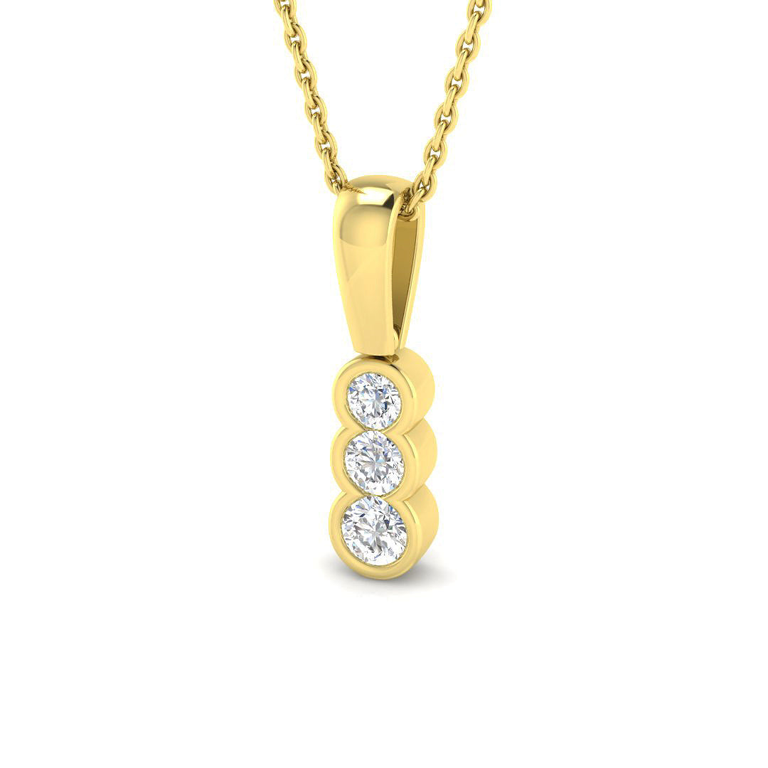 Three Stone Graduated Diamond Journey Pendant Necklace - Bezel Setting in 10K/14K gold and platinum with certified lab-grown or natural diamonds
