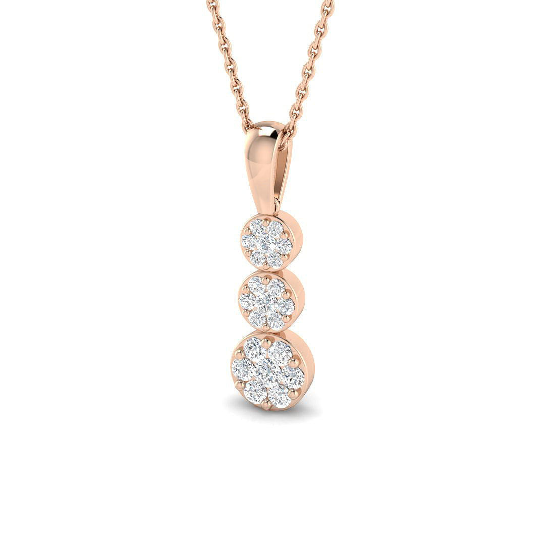 Three-Stone Diamond Pendant in 10K/14K gold and platinum with certified lab-grown or natural diamonds