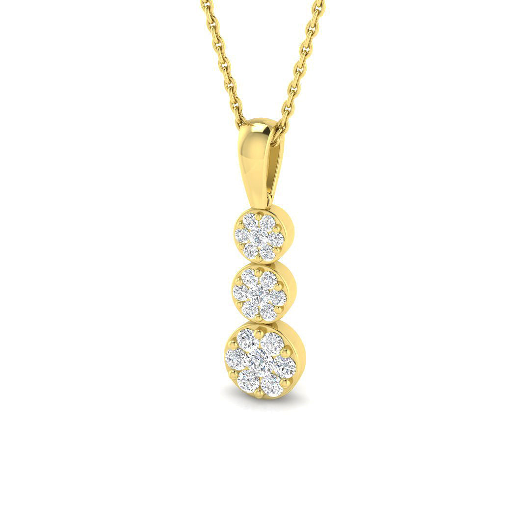Three-Stone Diamond Pendant in 10K/14K gold and platinum with certified lab-grown or natural diamonds