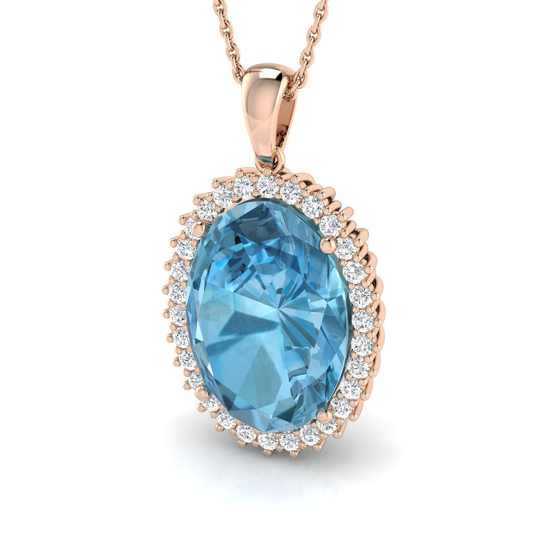 Blue Topaz Diamond Pendant 12 in 10K/14K gold and platinum with certified lab-grown or natural diamonds