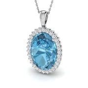 Blue Topaz Diamond Pendant 12 in 10K/14K gold and platinum with certified lab-grown or natural diamonds