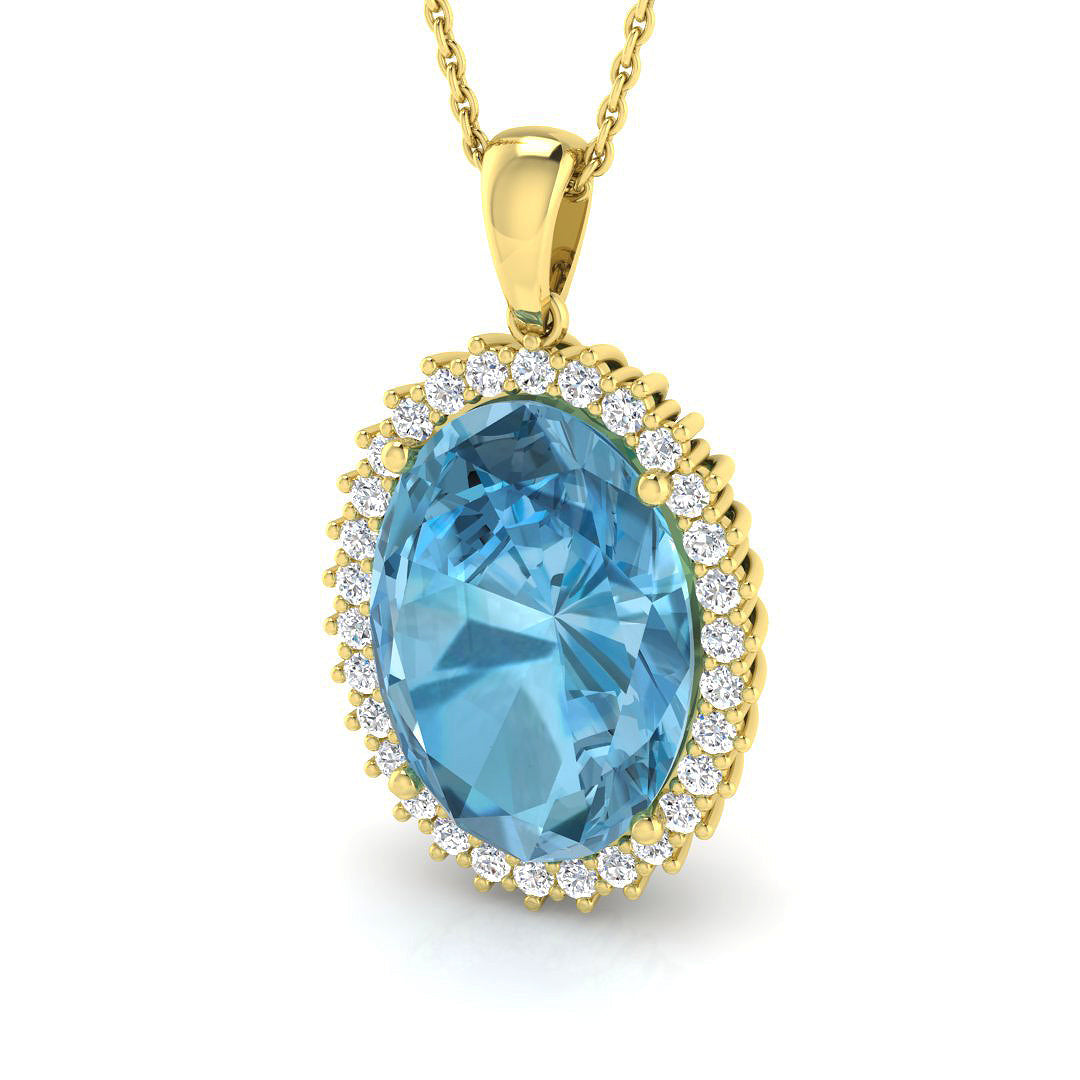 Blue Topaz Diamond Pendant 12 in 10K/14K gold and platinum with certified lab-grown or natural diamonds